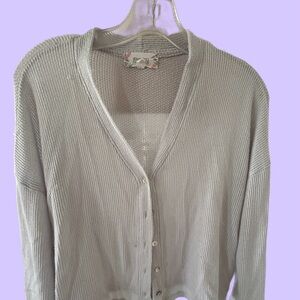 Pink Rose Light Gray Cardigan Sweater
